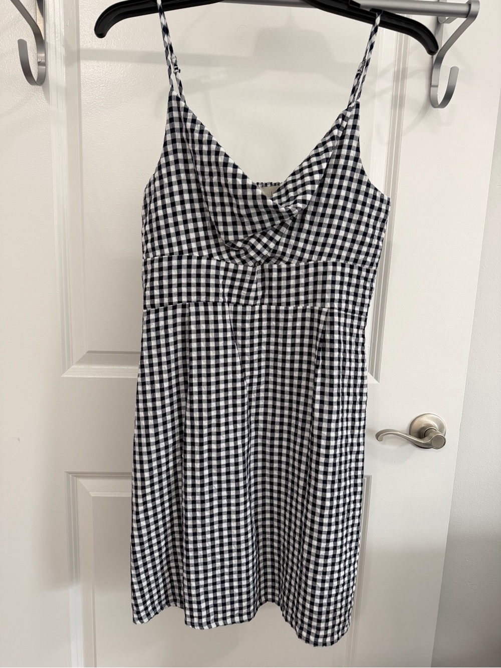 LOFT women’s Black and White Gingham Spaghetti Strap Dress